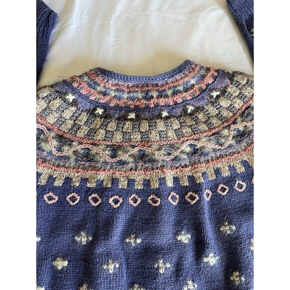 Sigrid Olsen VTG Cardigan Small Grandma Core Mohair Silk Cozy Blue Hand Knit - Picture 4 of 6